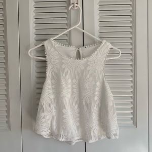 floral lace white top